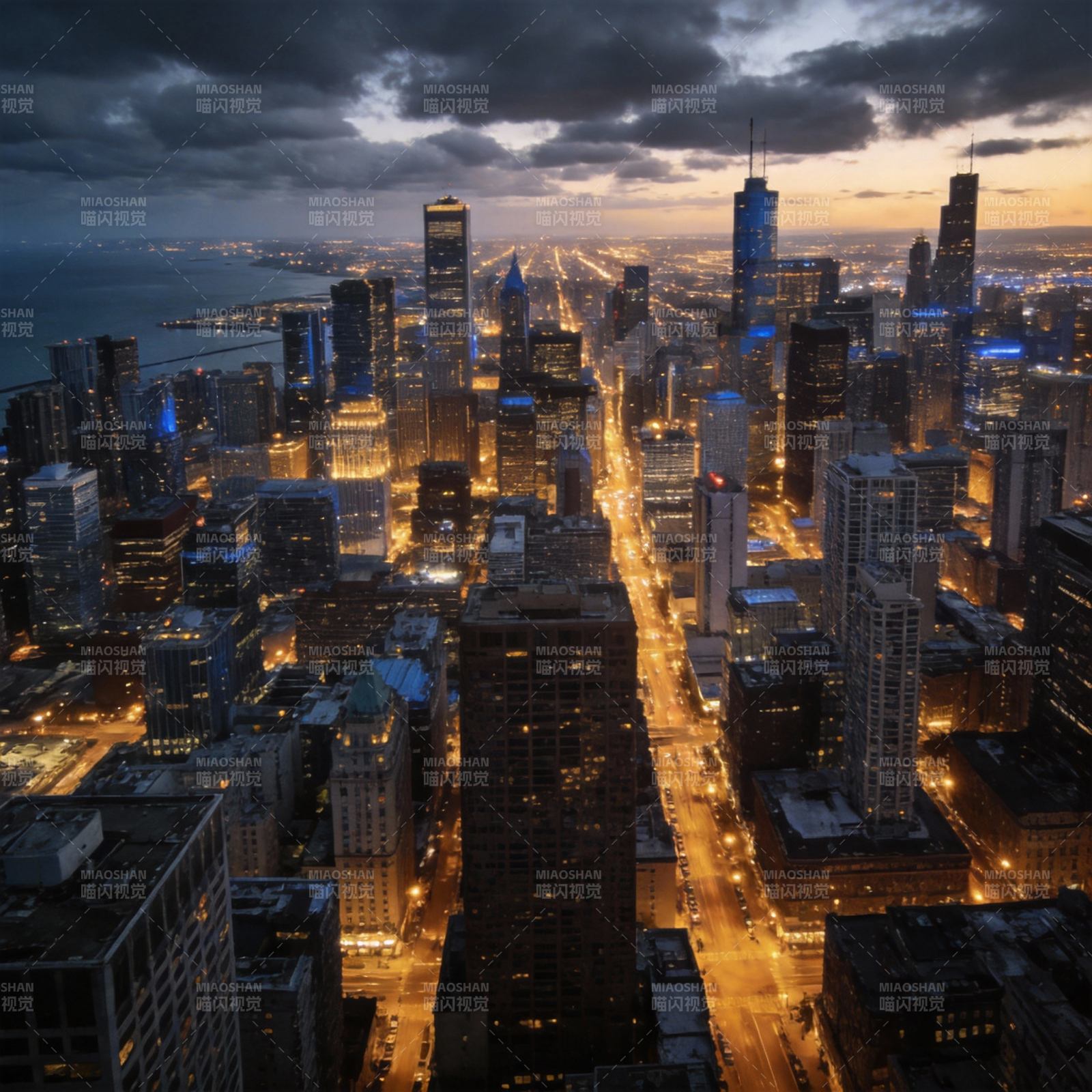 城市夜景璀璨图片