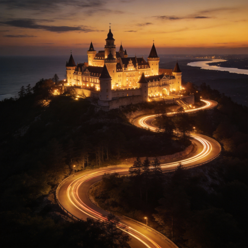 夜幕下的城堡奇景图片