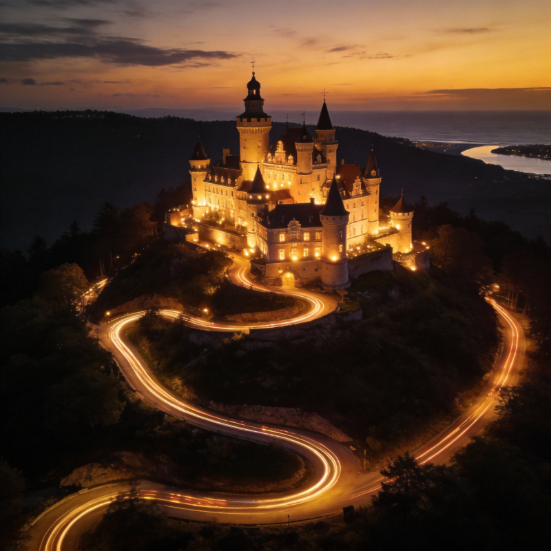 夜幕下的城堡奇景图片