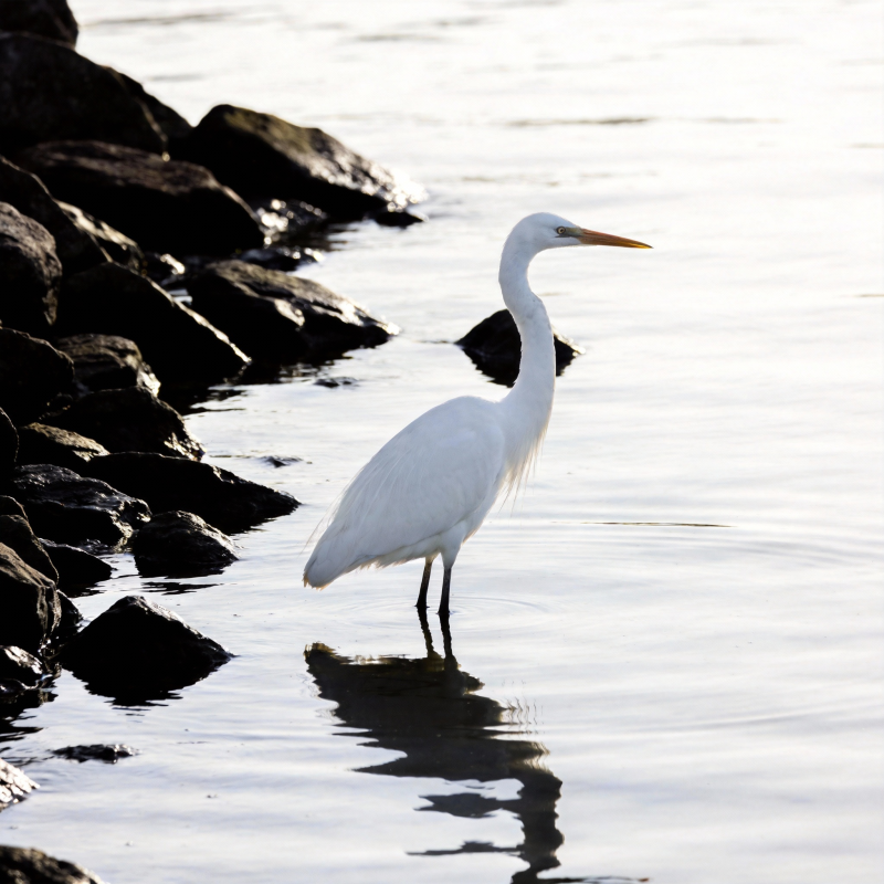 白鹭水边静立图片