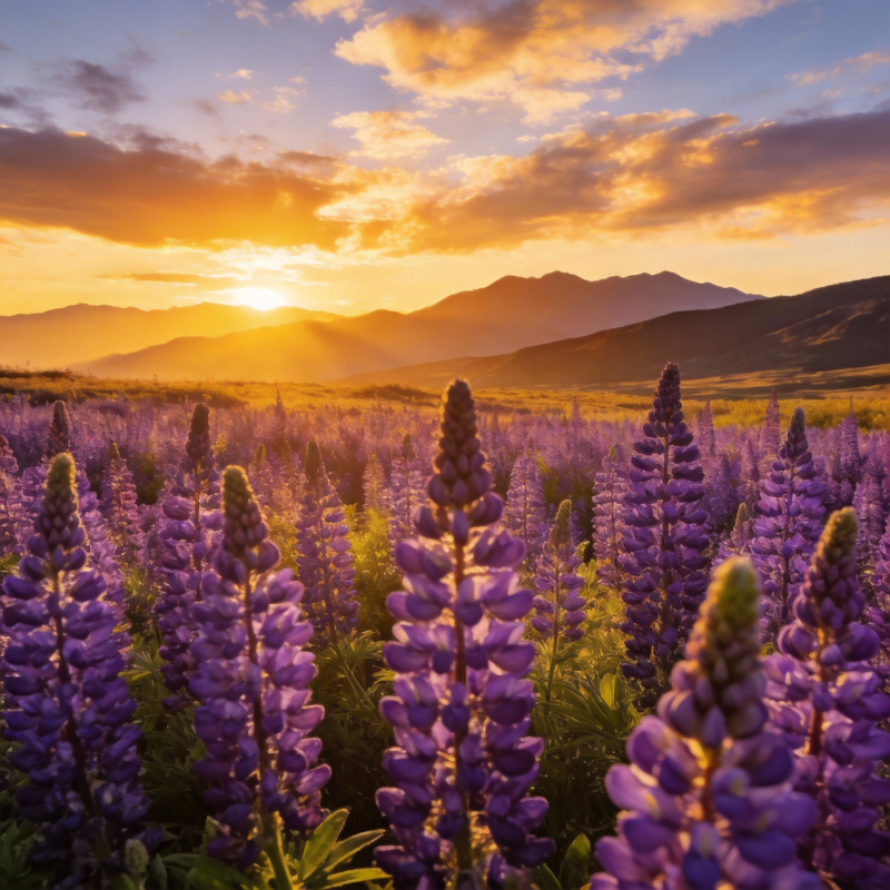 紫花映日落图片