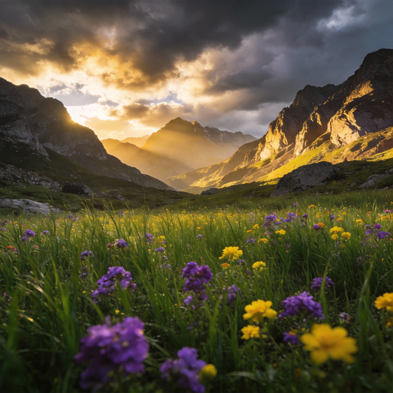 山野花海日出图片