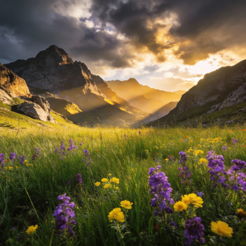 山野花海日出图片