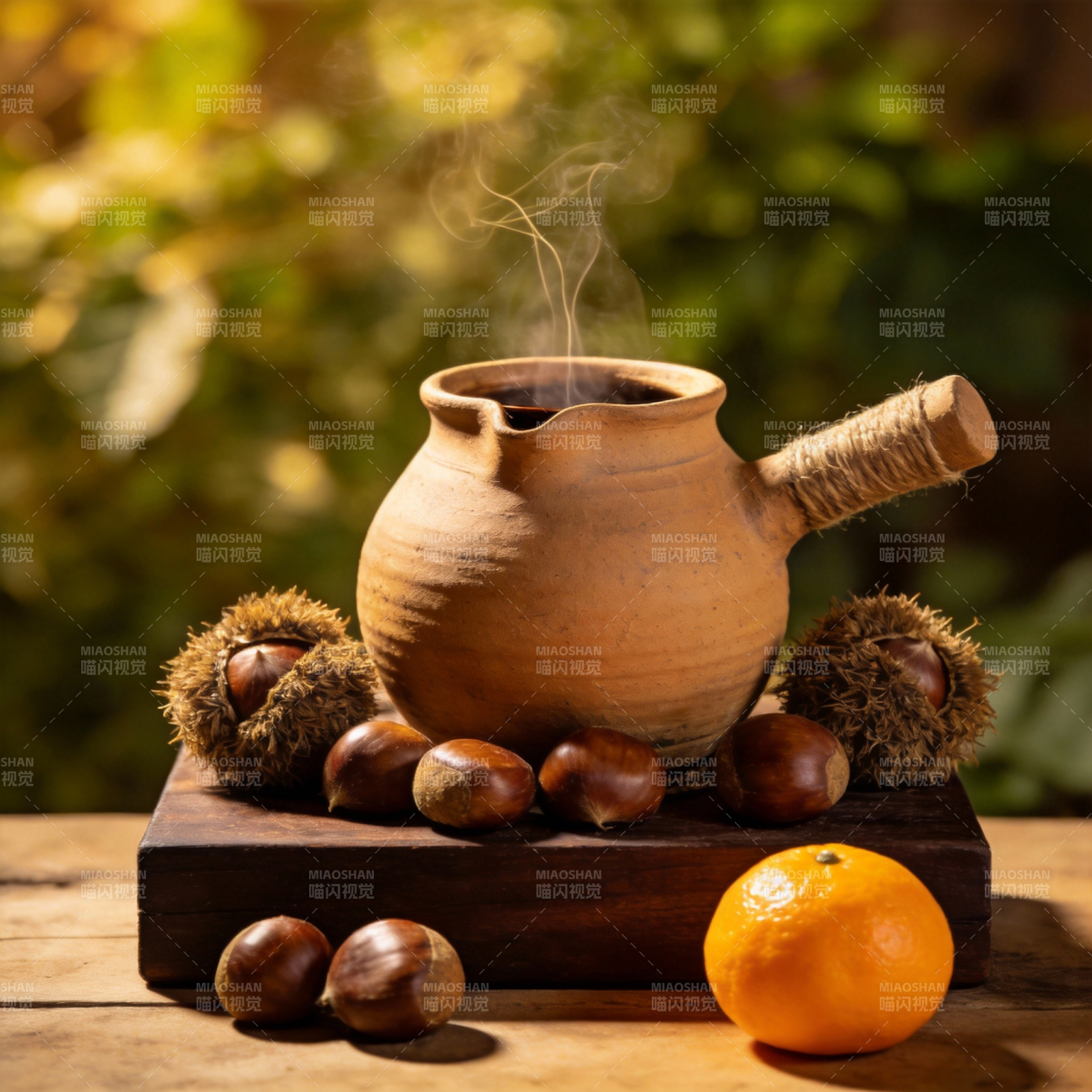 秋日暖茶香图片