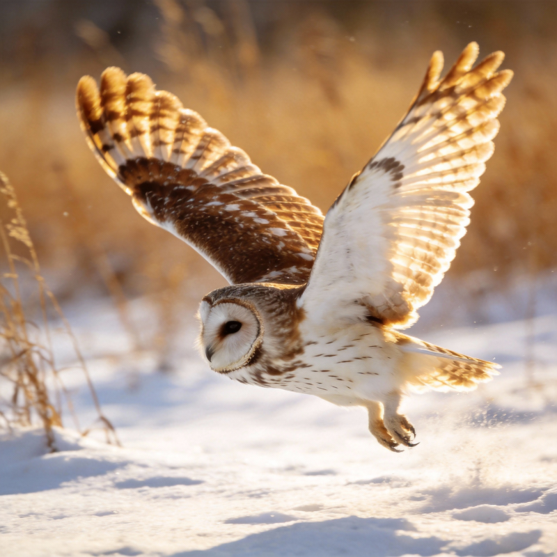 雪地翱翔的猫头鹰图片