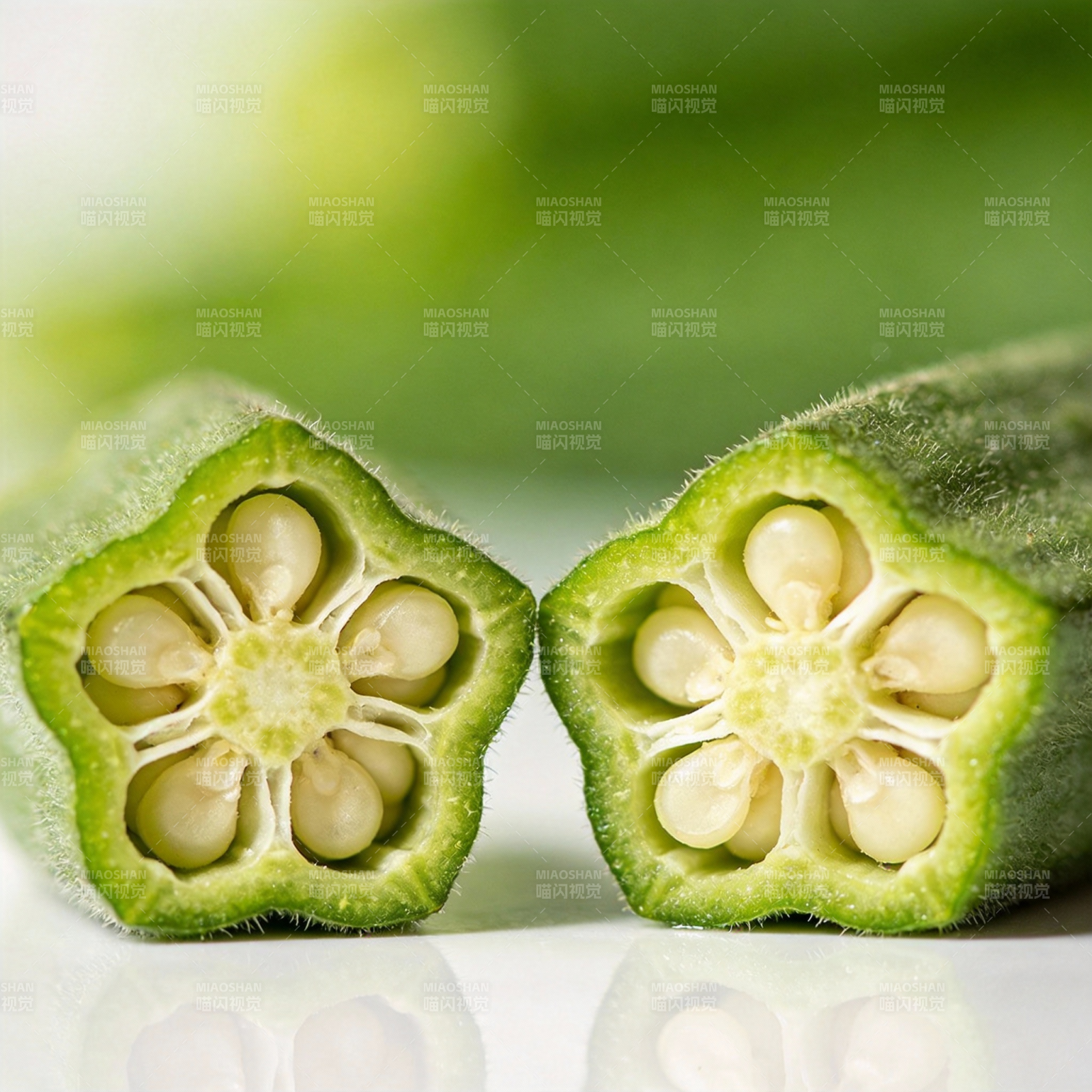 秋葵切面特写图片