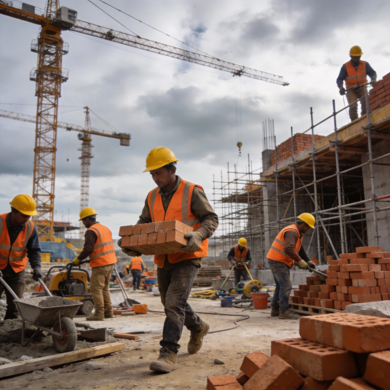 工地搬砖工图片