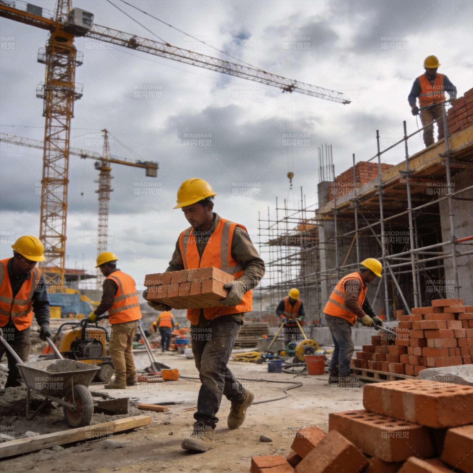 工地搬砖工图片