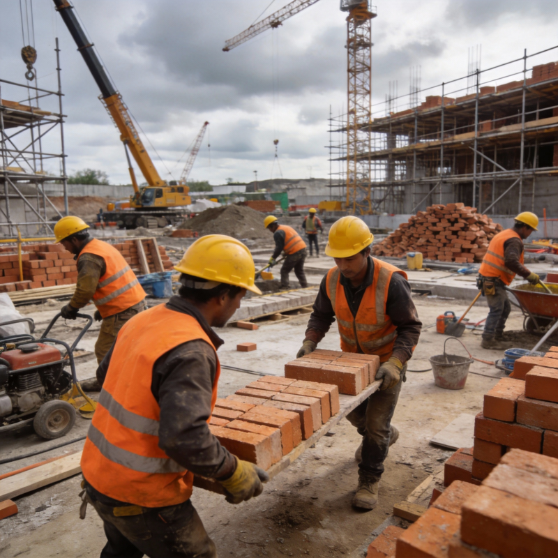 工地搬砖工人图片