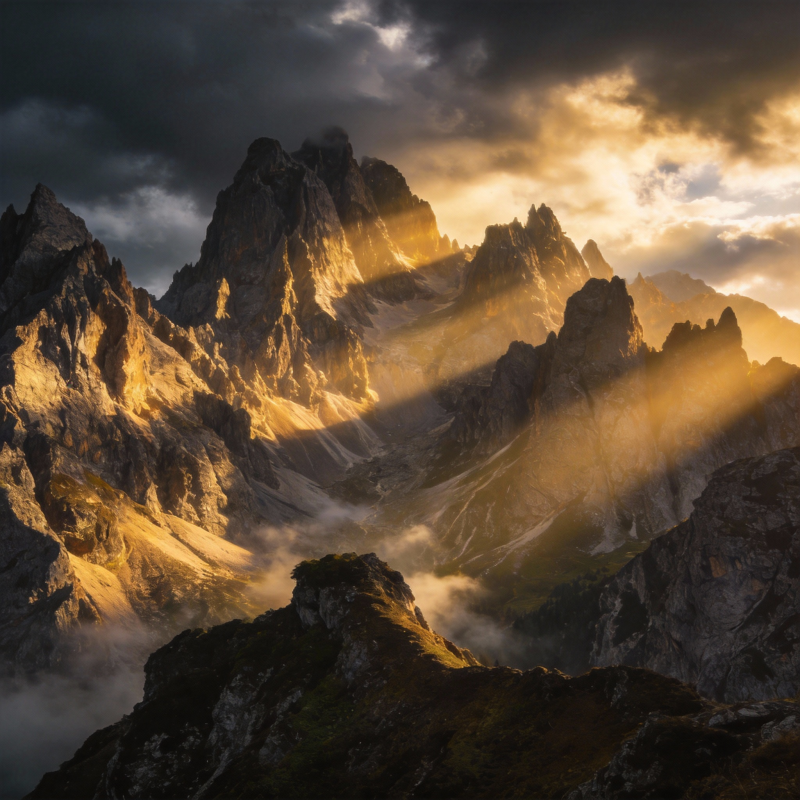 山巅光影交错图片