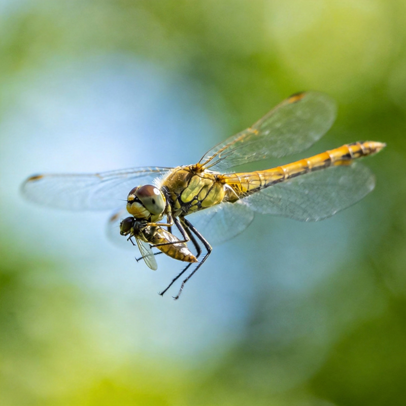 蜻蜓捕食瞬间图片