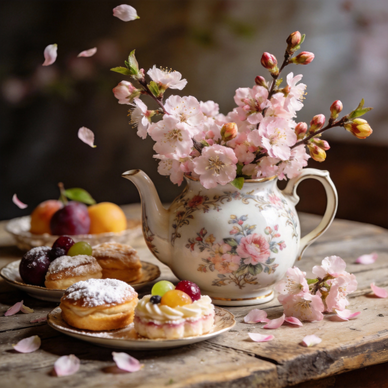 春日茶点静谧时光图片