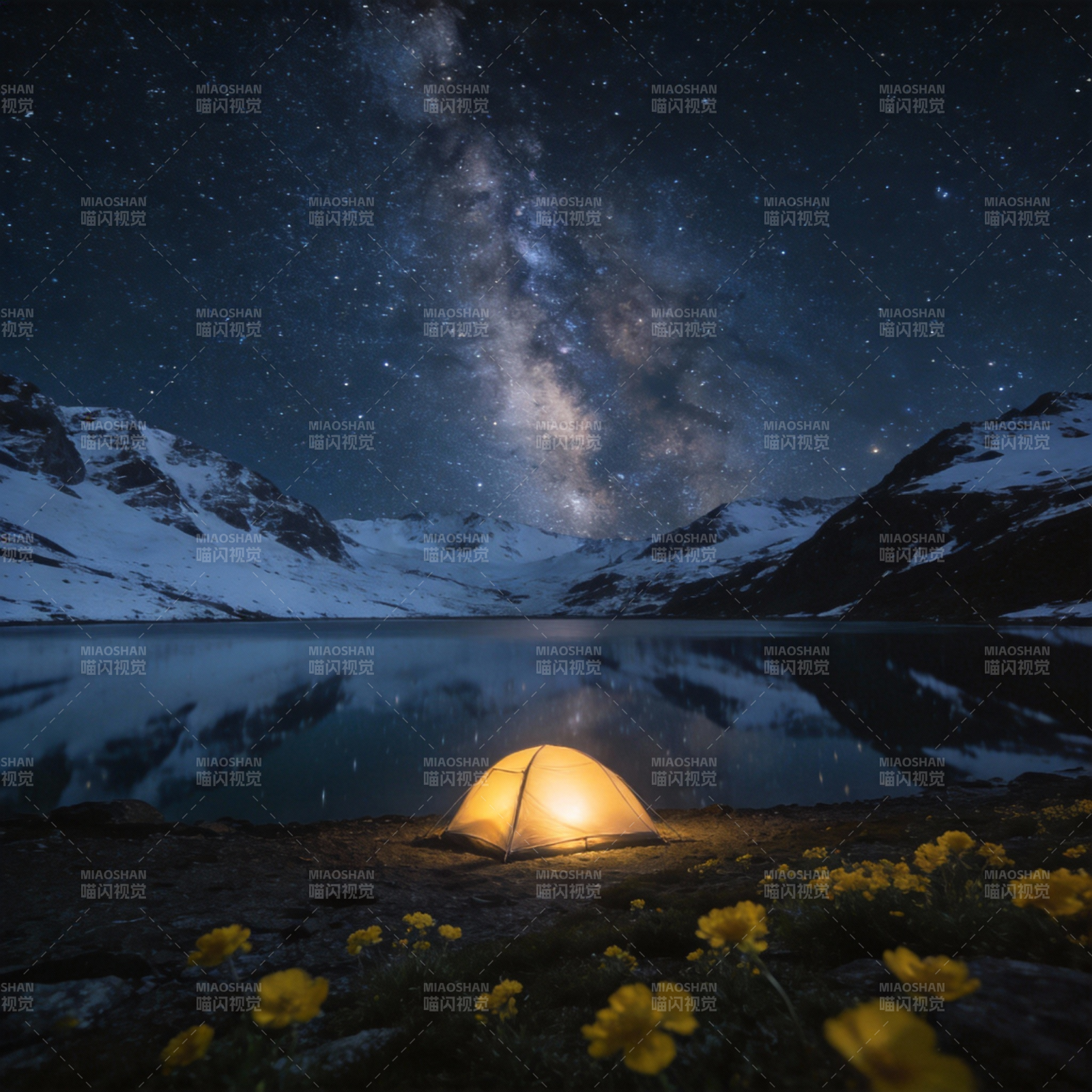 星空下的露营夜图片