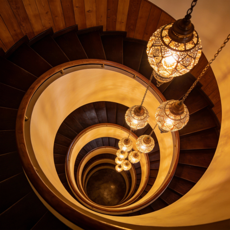 螺旋楼梯光影图片