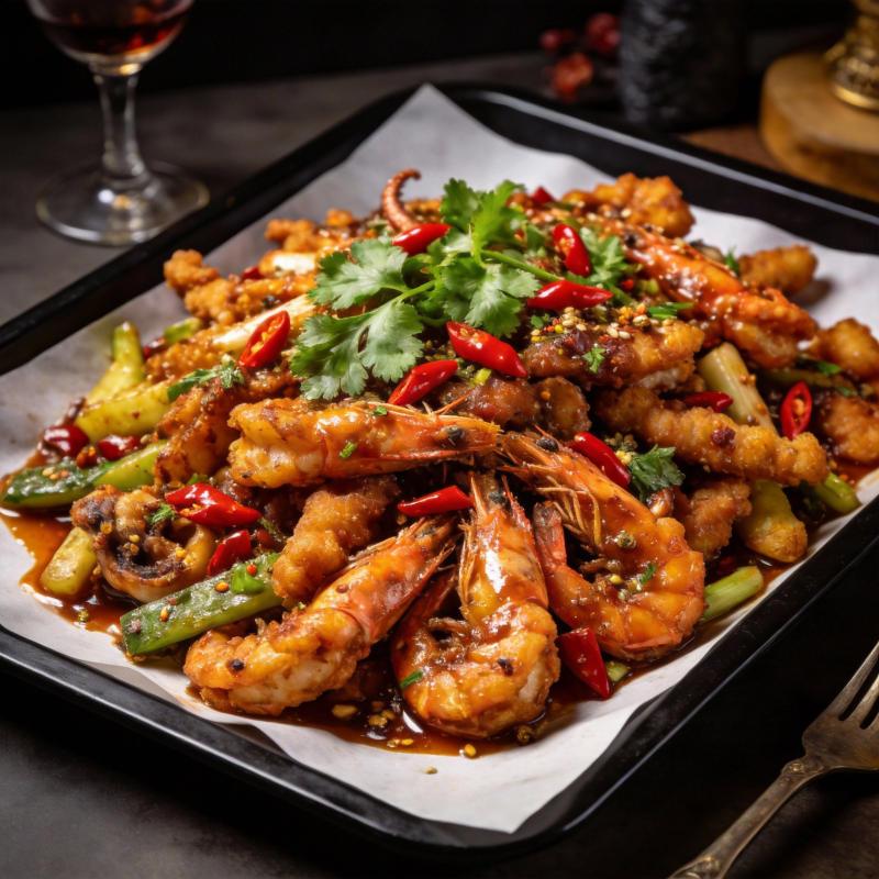 香辣虾仁炒菜图片