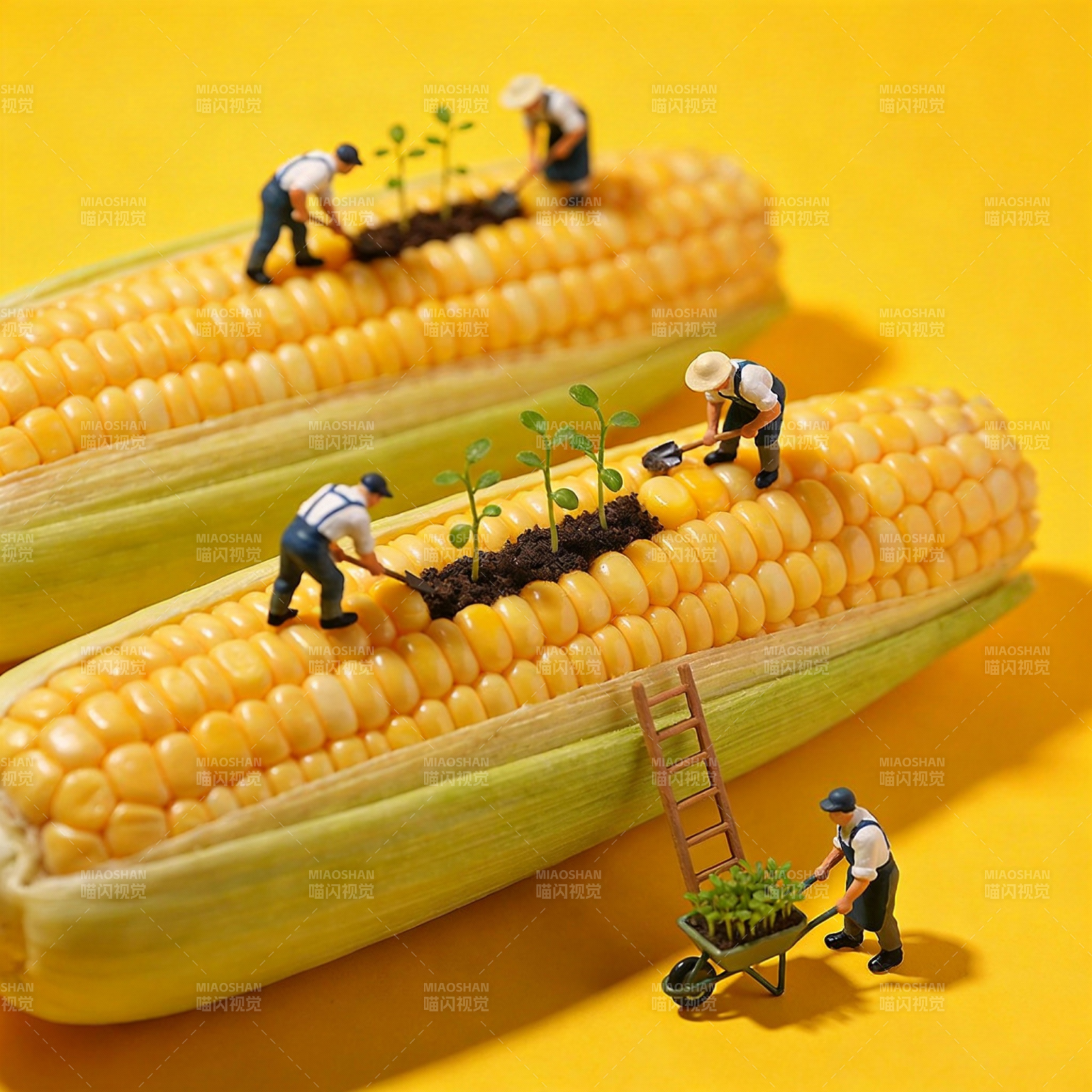 玉米田间劳作图片