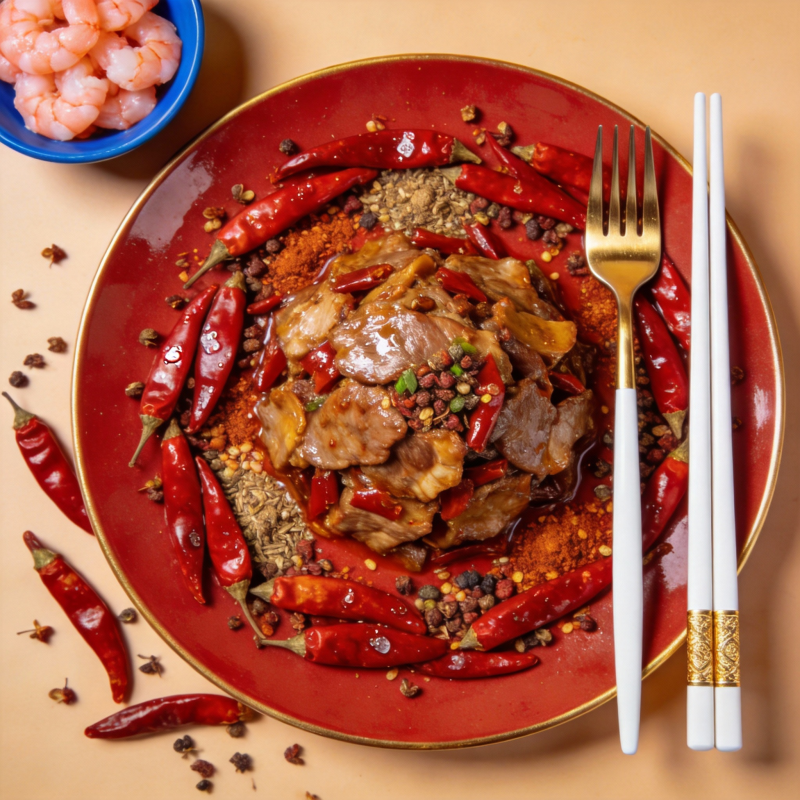 麻辣牛肉配虾仁图片