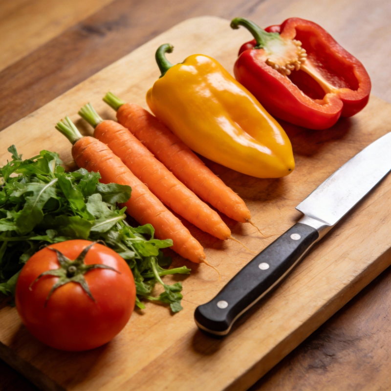 新鲜蔬菜切配中图片