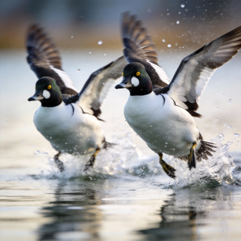 鸭群振翅起飞图片