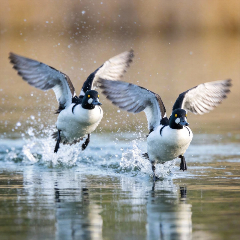 鸭群起飞瞬间图片