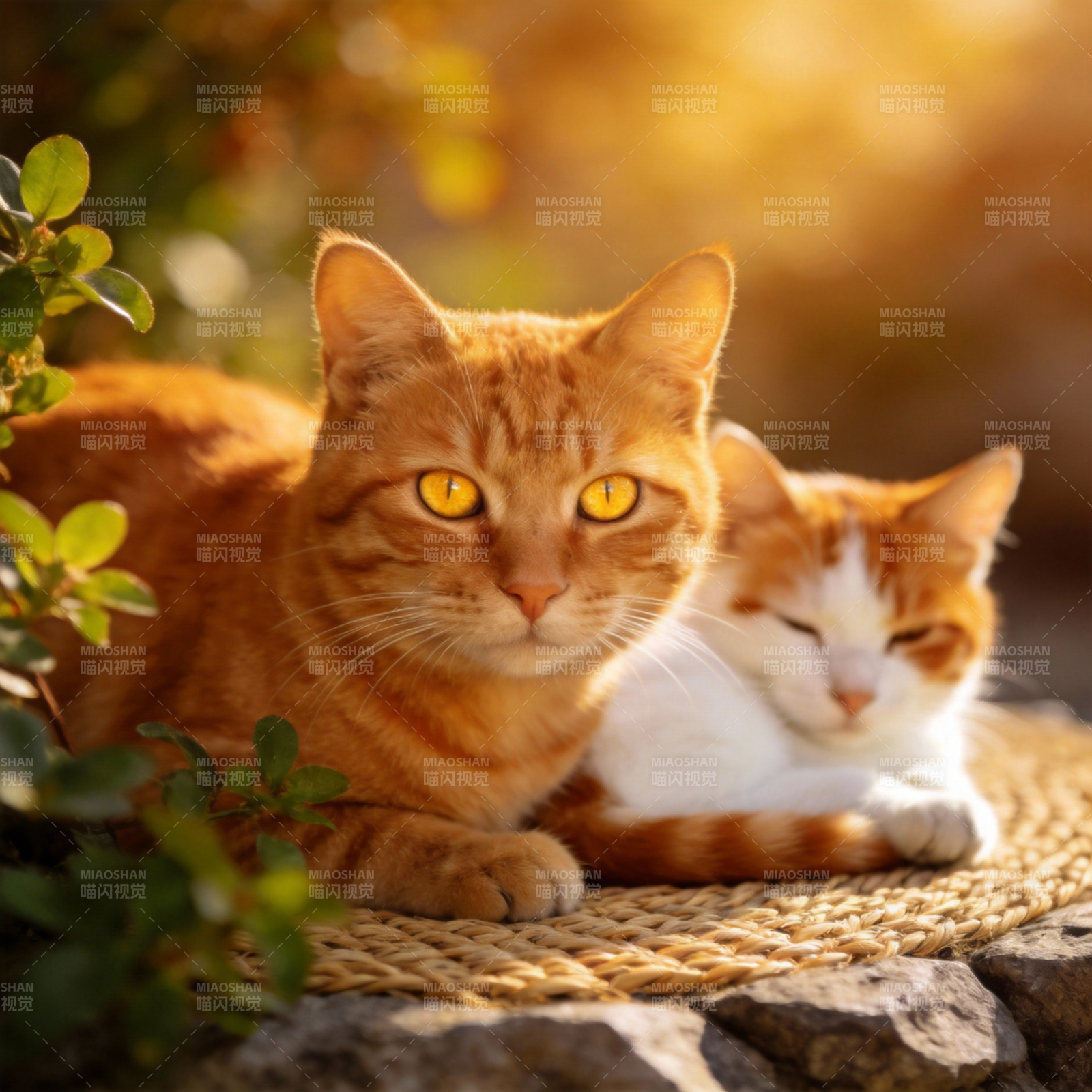 双猫晒太阳图片