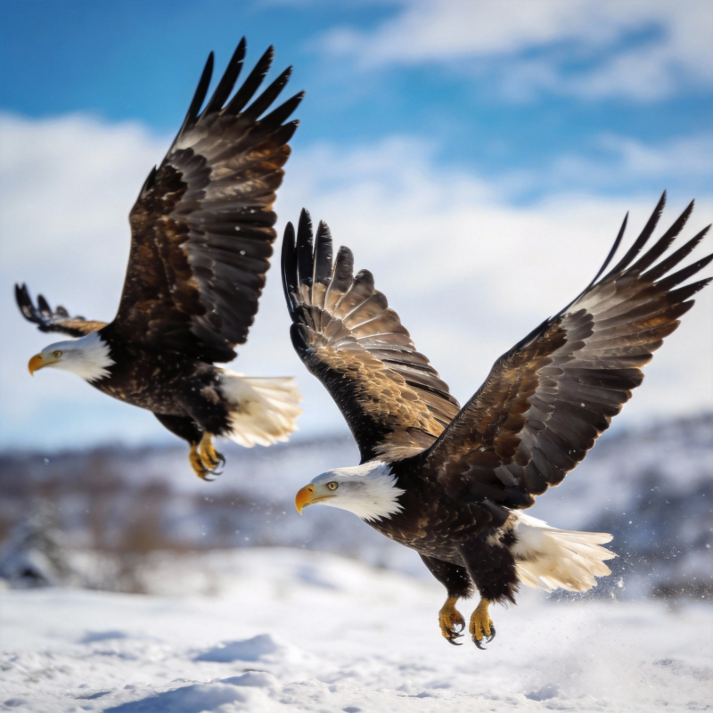 雄鹰翱翔雪原图片