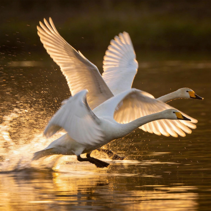 天鹅展翅飞翔图片