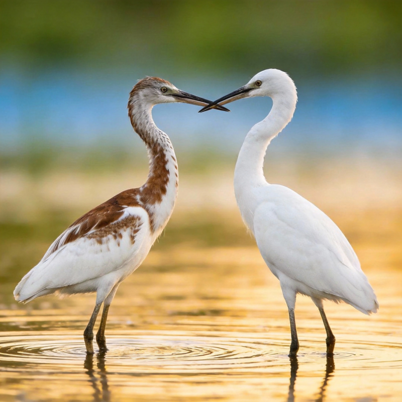 白鹭双影水边情图片