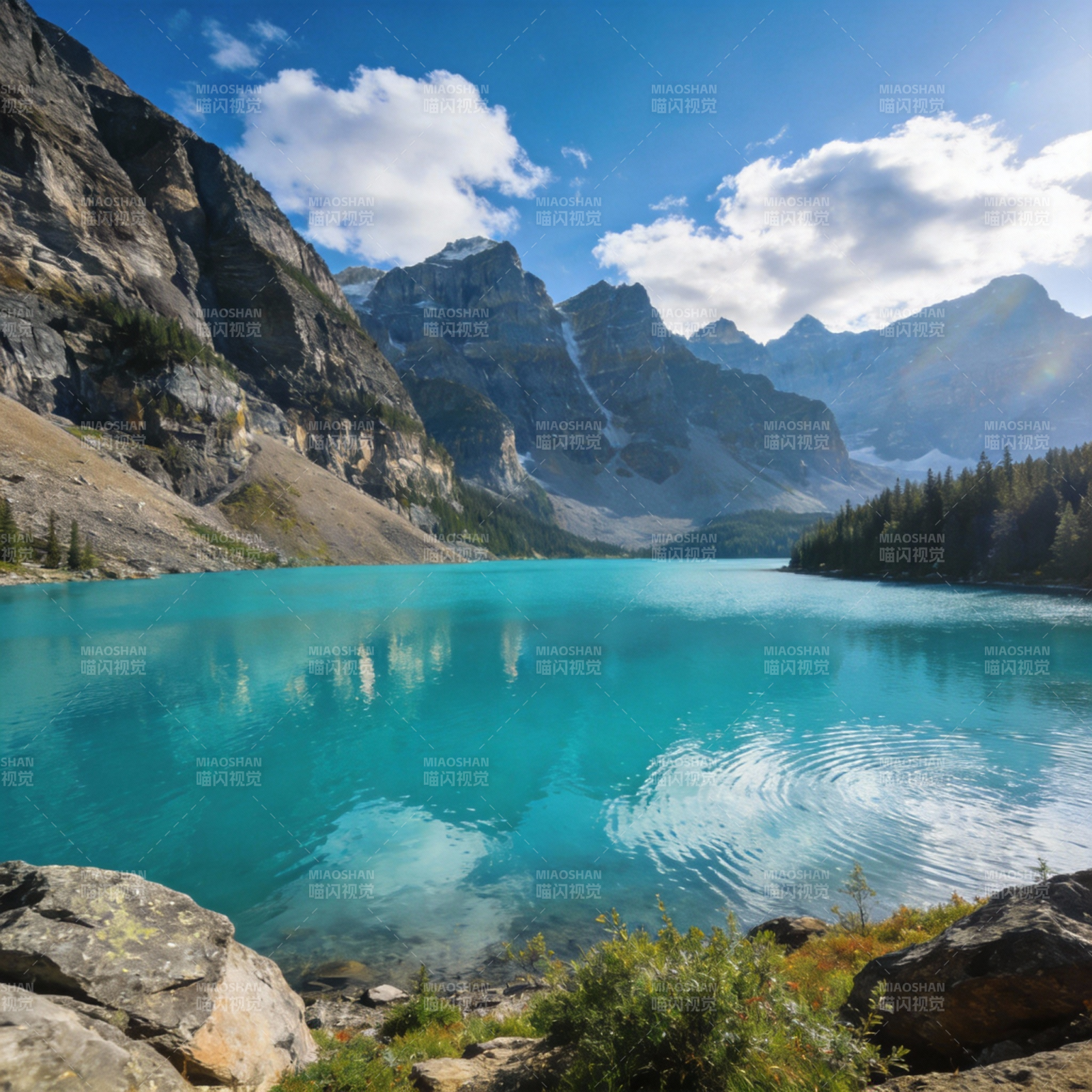 碧湖映山 云影轻舞图片