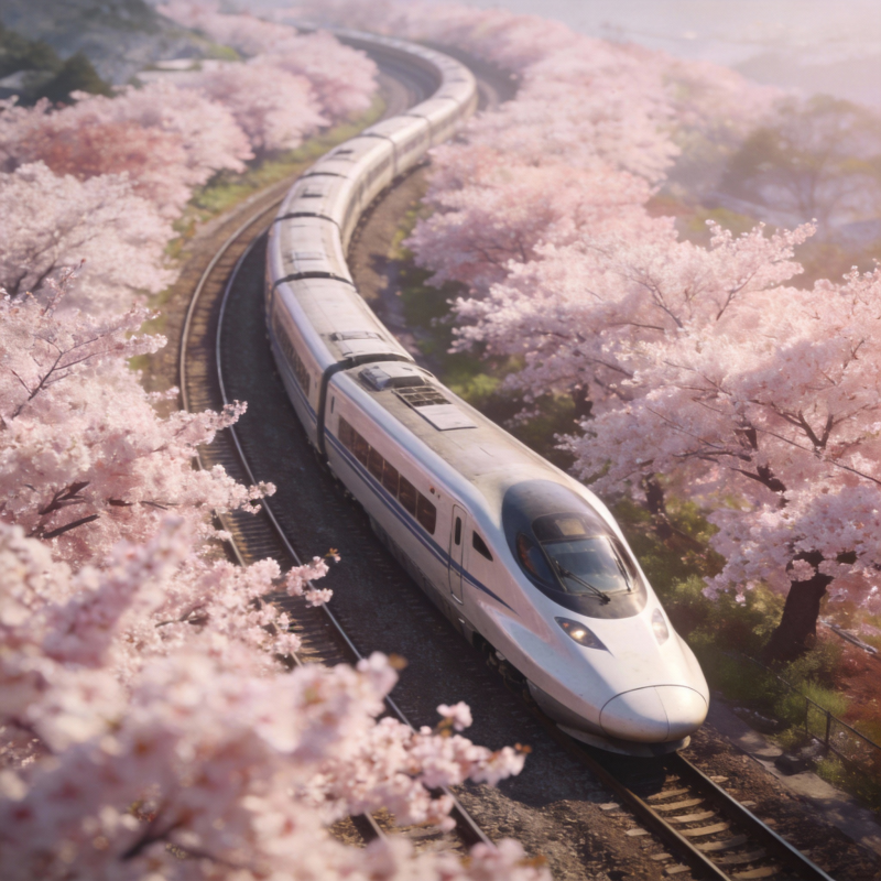 樱花季的高铁之旅图片