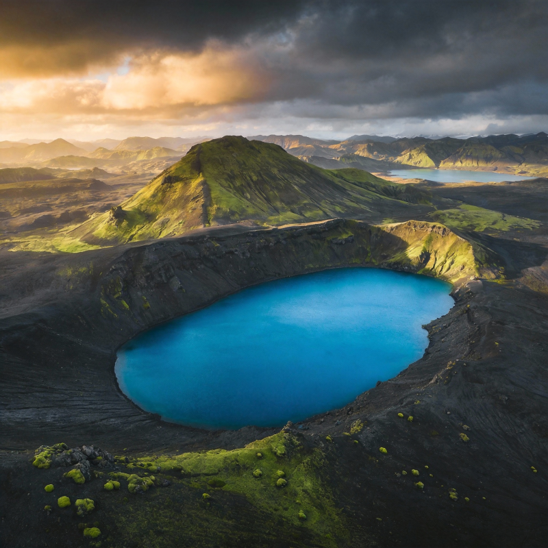 火山口湖美景图片