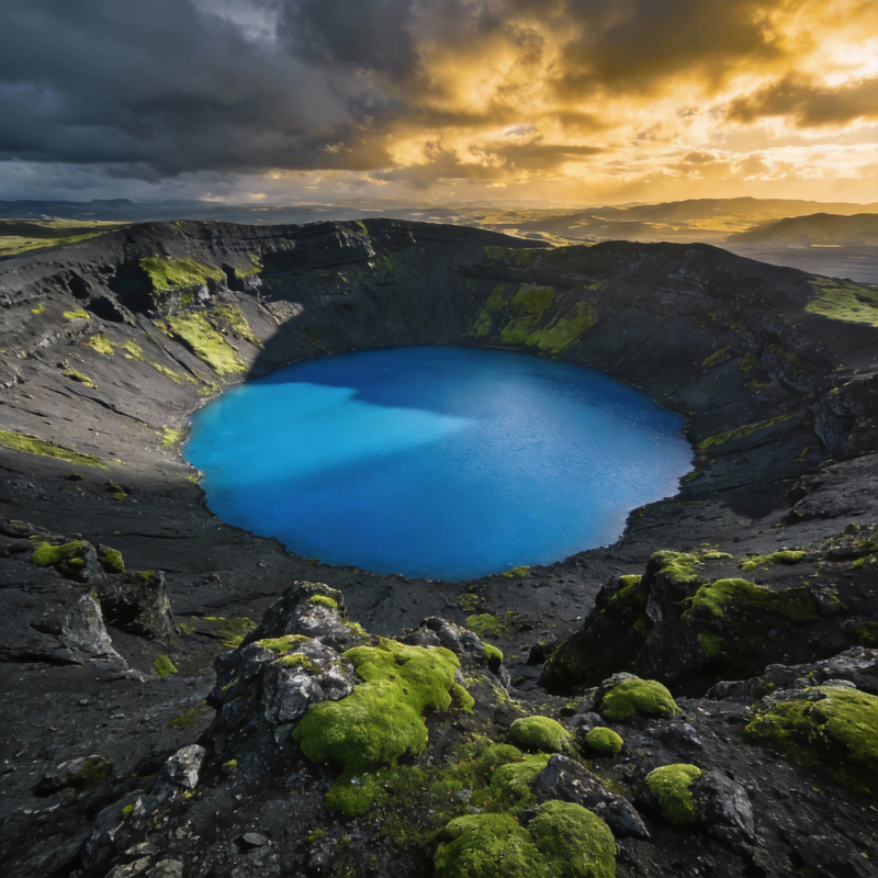 火山口湖美景图片