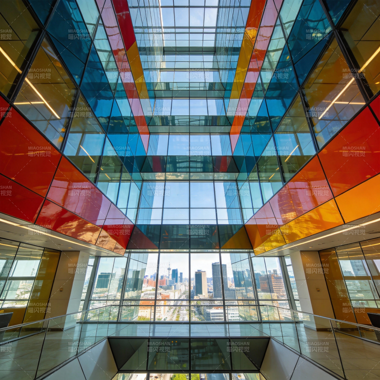 彩色玻璃天窗大厅图片