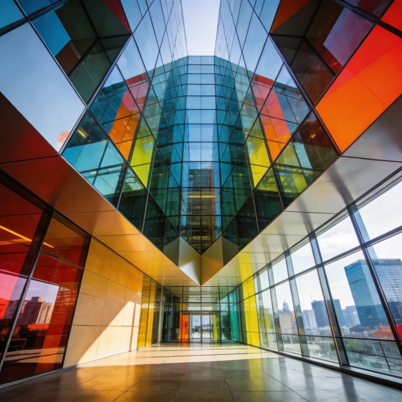 彩虹玻璃建筑走廊图片