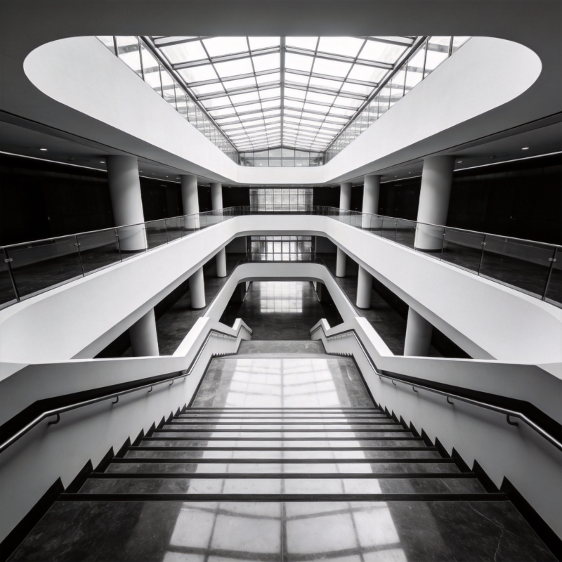 现代建筑阶梯光影图片