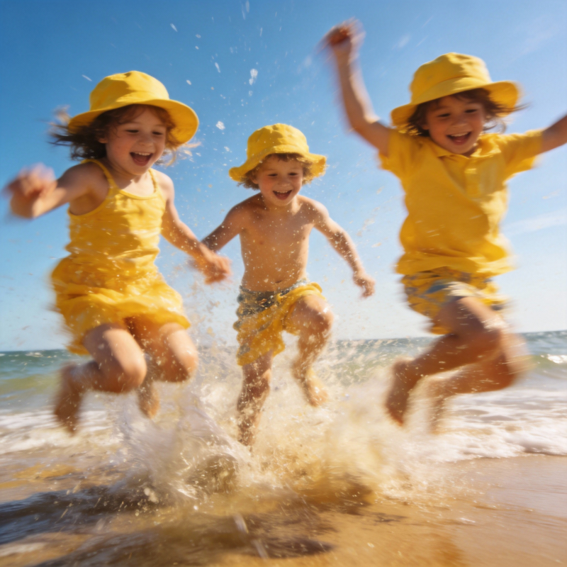 童趣海滩跳跃图片