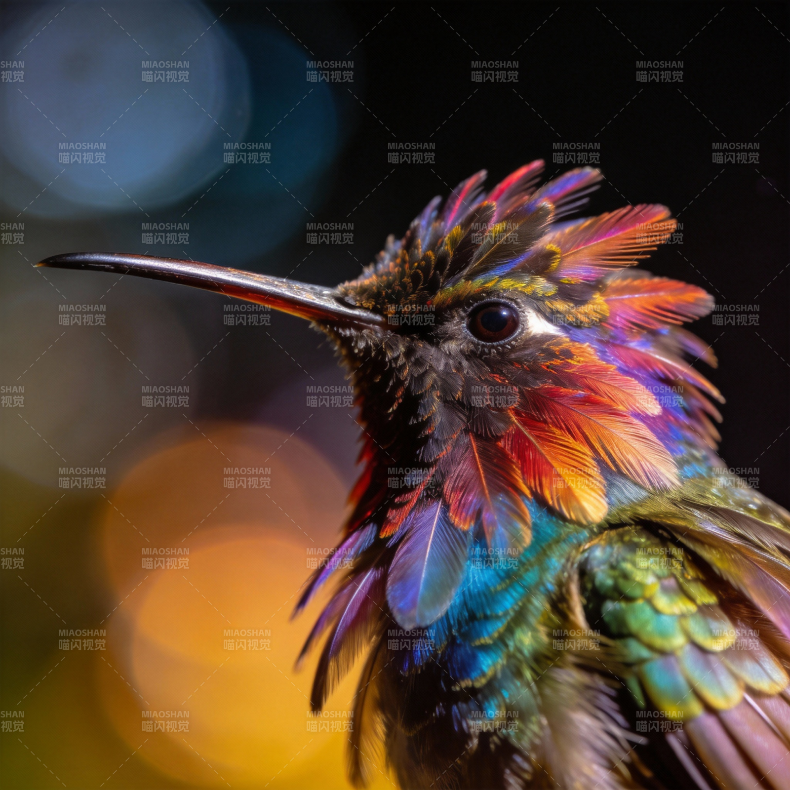 彩虹蜂鸟特写图片