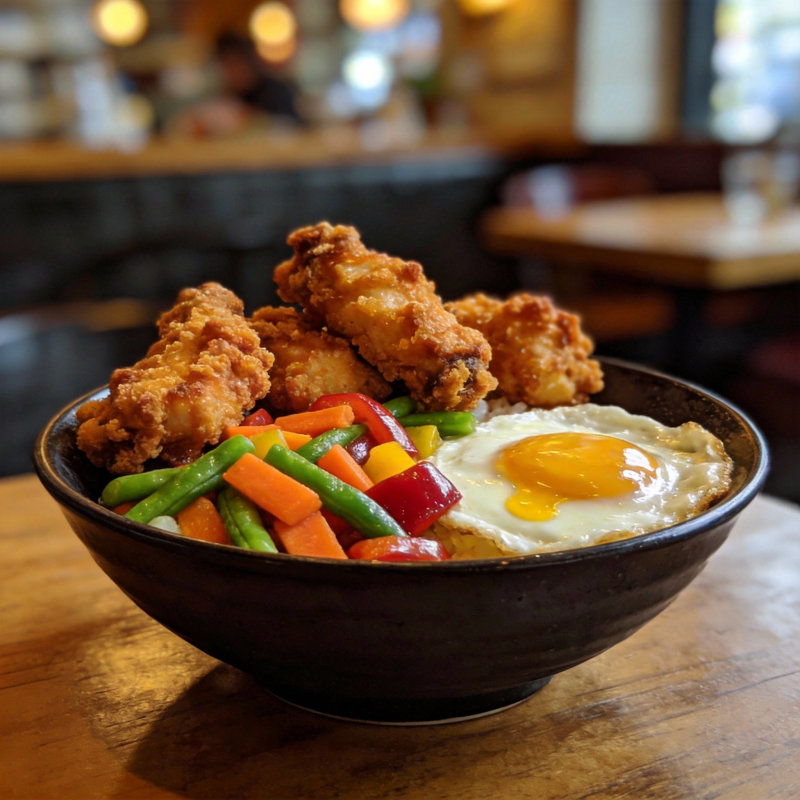 美味炸鸡饭碗图片