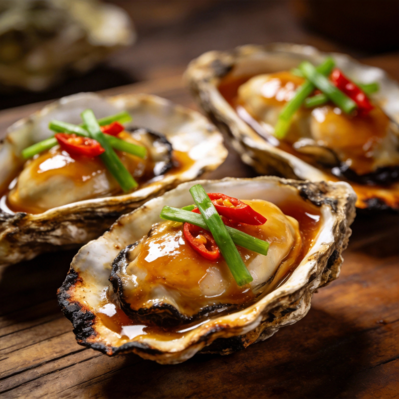 烤生蚝配酱料图片