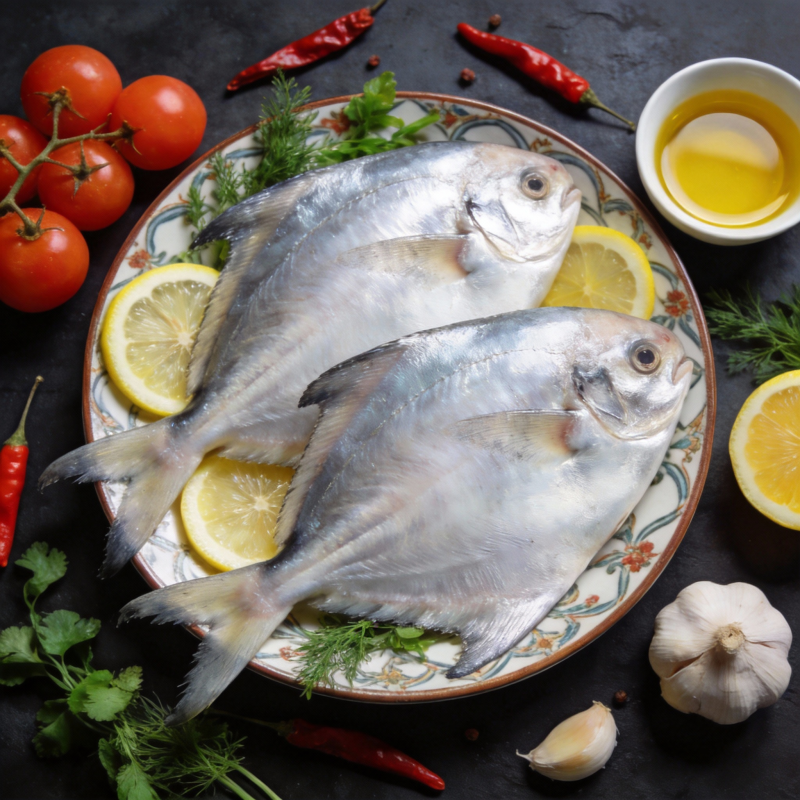 鲜鱼配柠檬香料图片