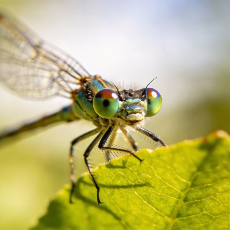 蜻蜓栖叶 碧眼凝光图片