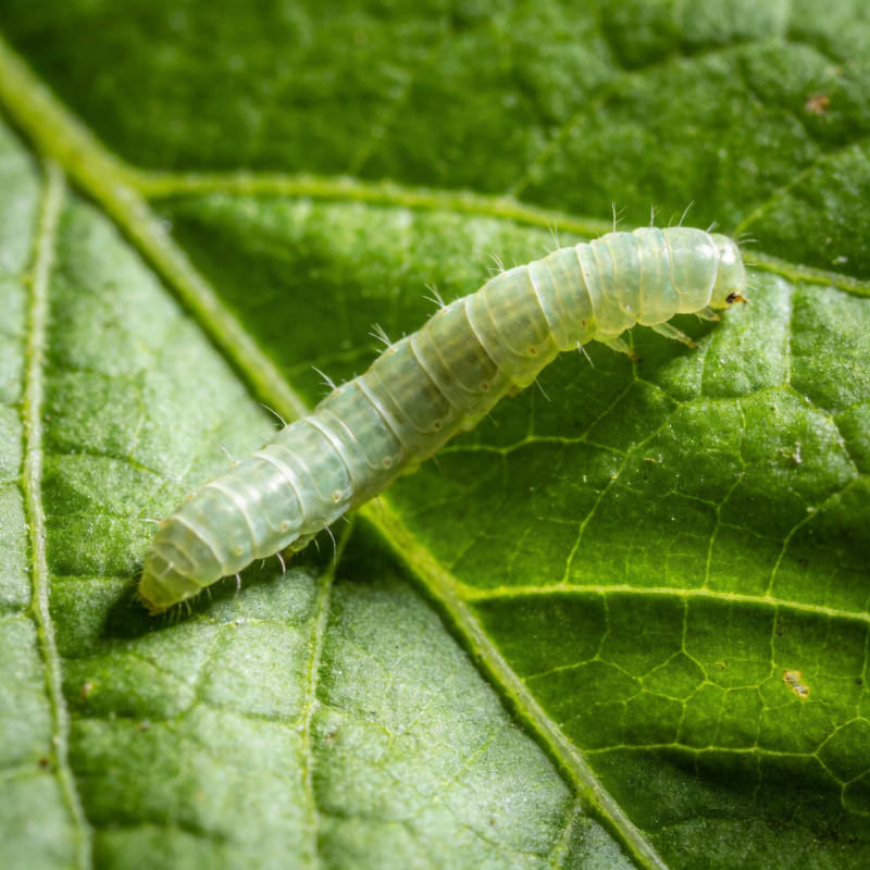 绿叶上的毛虫图片