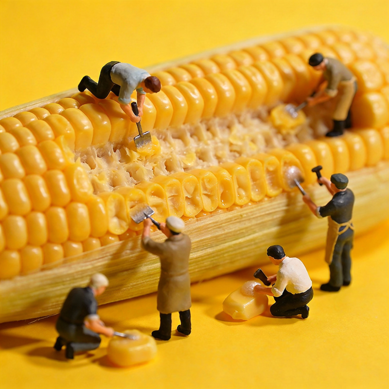 微型工人剥玉米图片