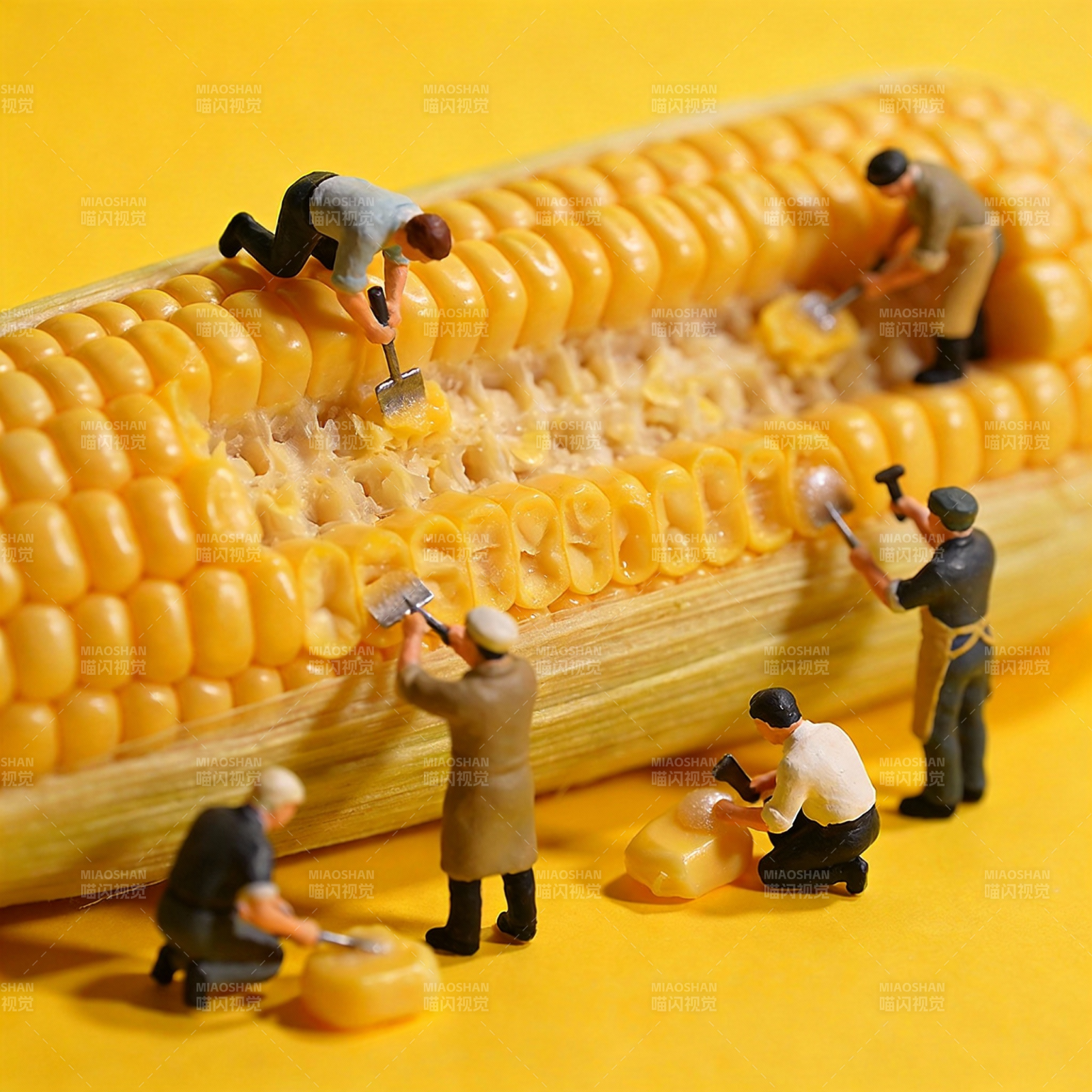 微型工人剥玉米图片