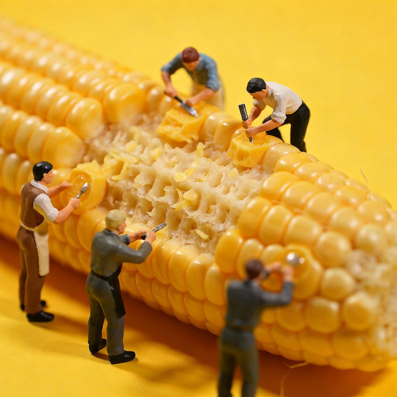 微型工人剥玉米图片