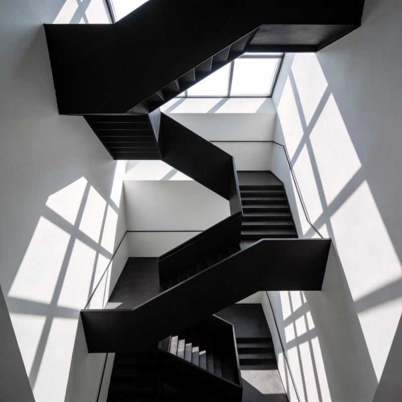 光影交错的楼梯图片