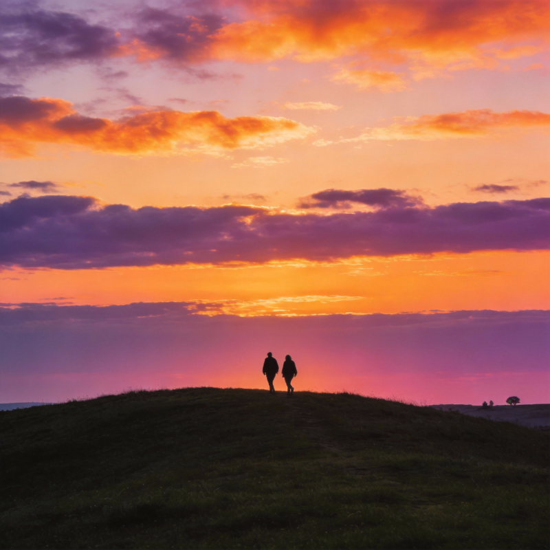 夕阳下的剪影图片