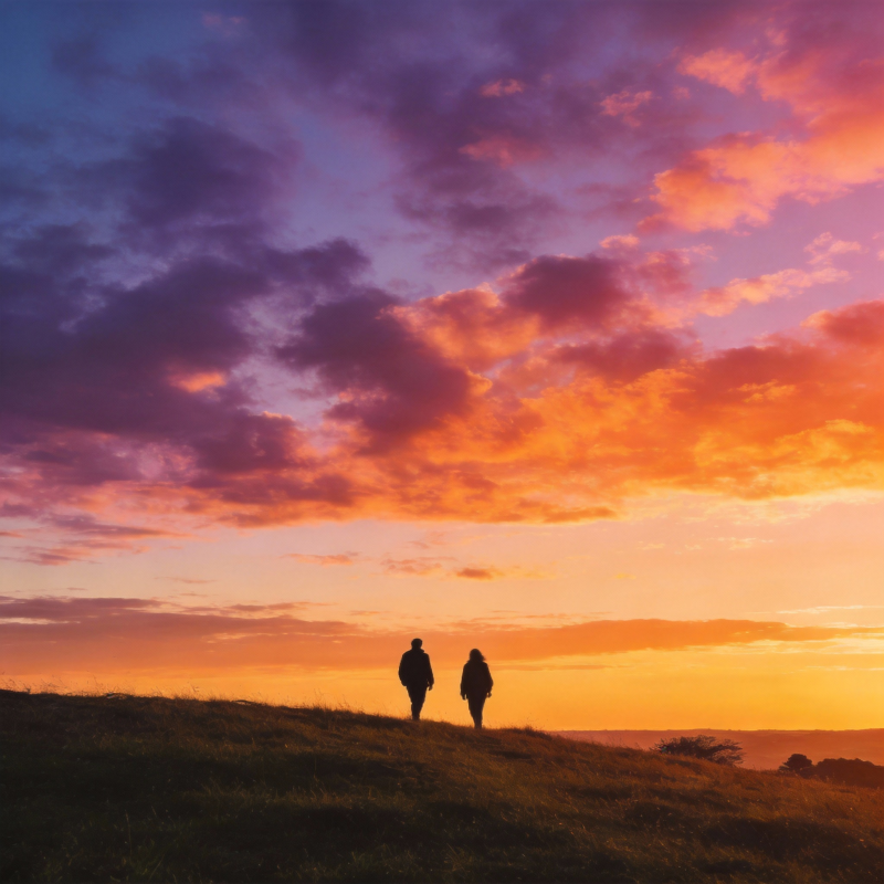 夕阳下的剪影图片