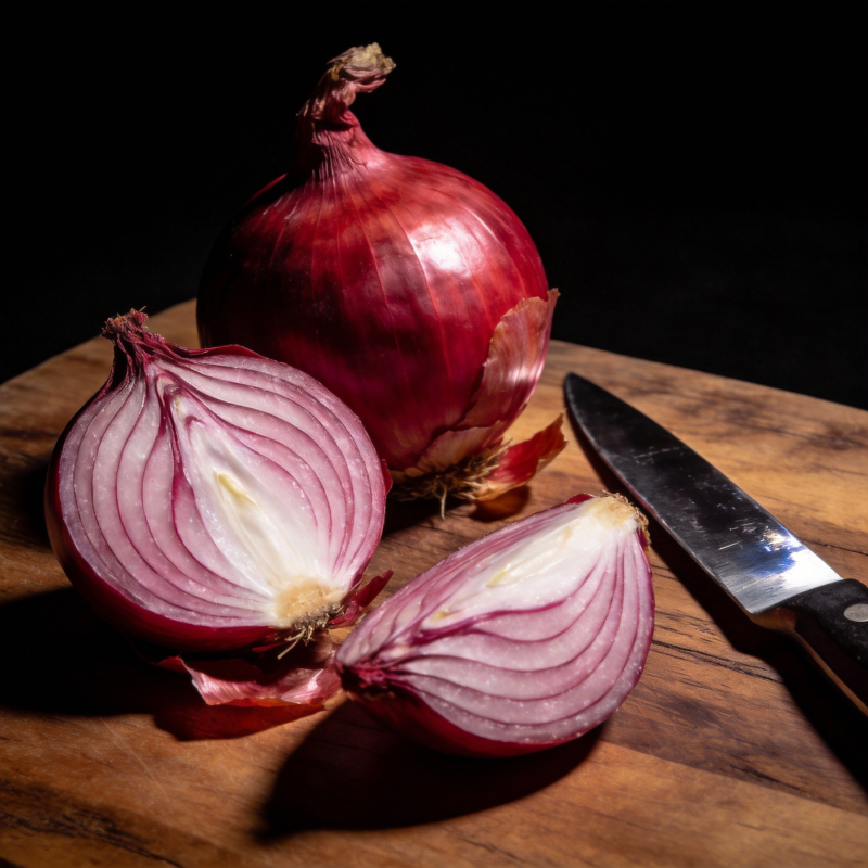 红洋葱切片特写图片