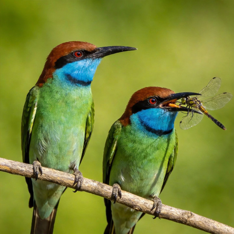 蜂虎捕食蜻蜓图片